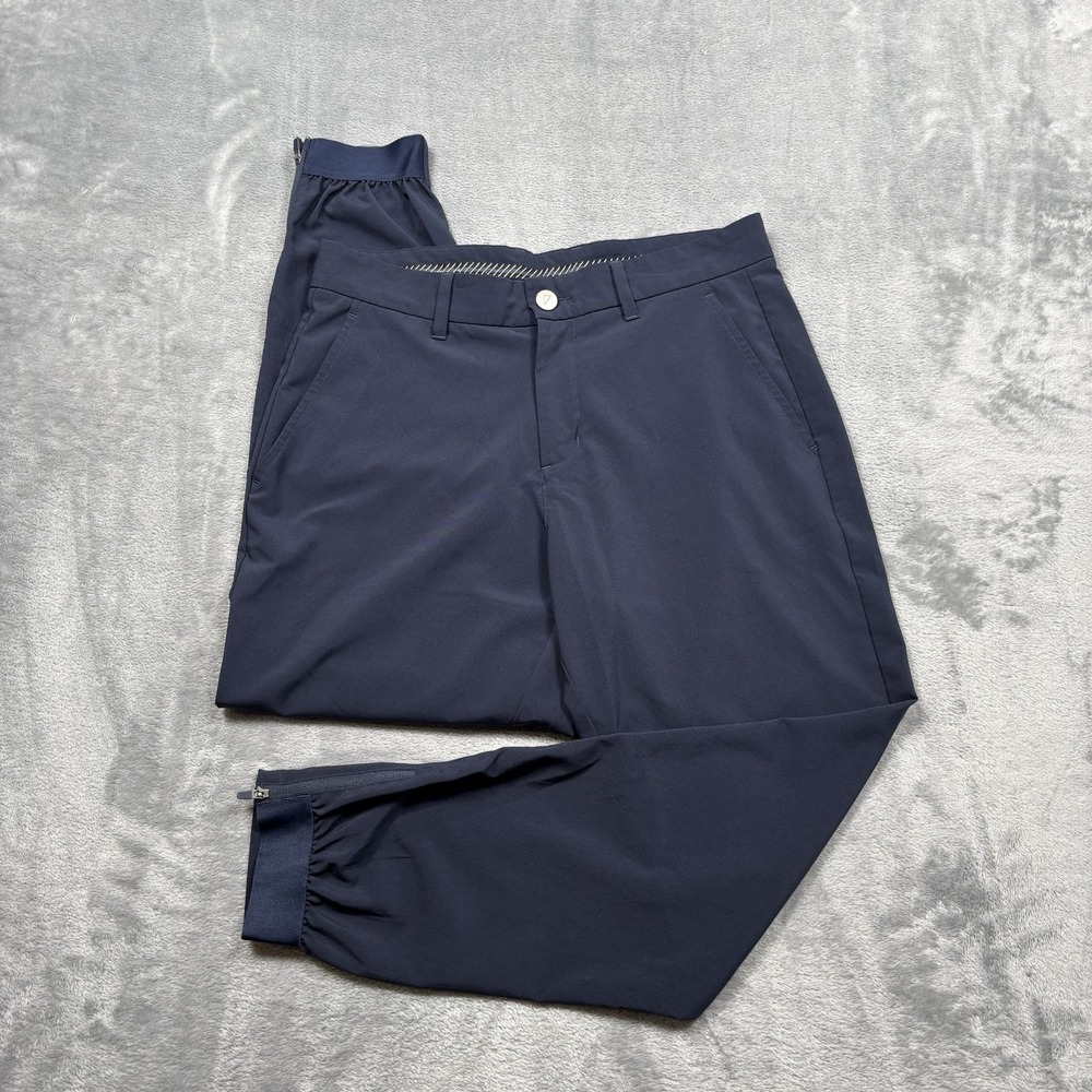 Primo Pants Mens 30 Short Blue Golf Jogger Stretch Zip Ankle Cuff Tapered Leg